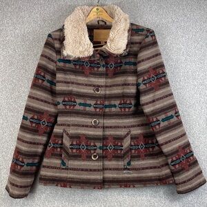 Powder River Outfitters southwest jacket coat M wool blend Western desert fur